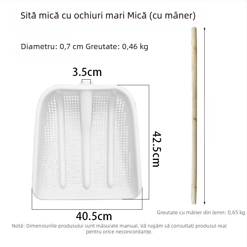 Lopată din plastic goală cu sită îngroșată pentru arahide, cupă pentru pământ și mare lăpticasă pentru porumb; lopată pentru barcă și pește