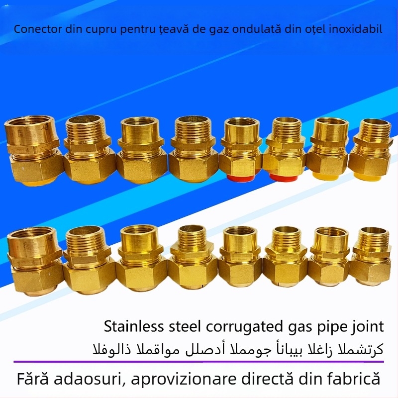 Conductă flexibilă din oțel inoxidabil pentru gaze, conector rapid cu filet intern și extern din alamă