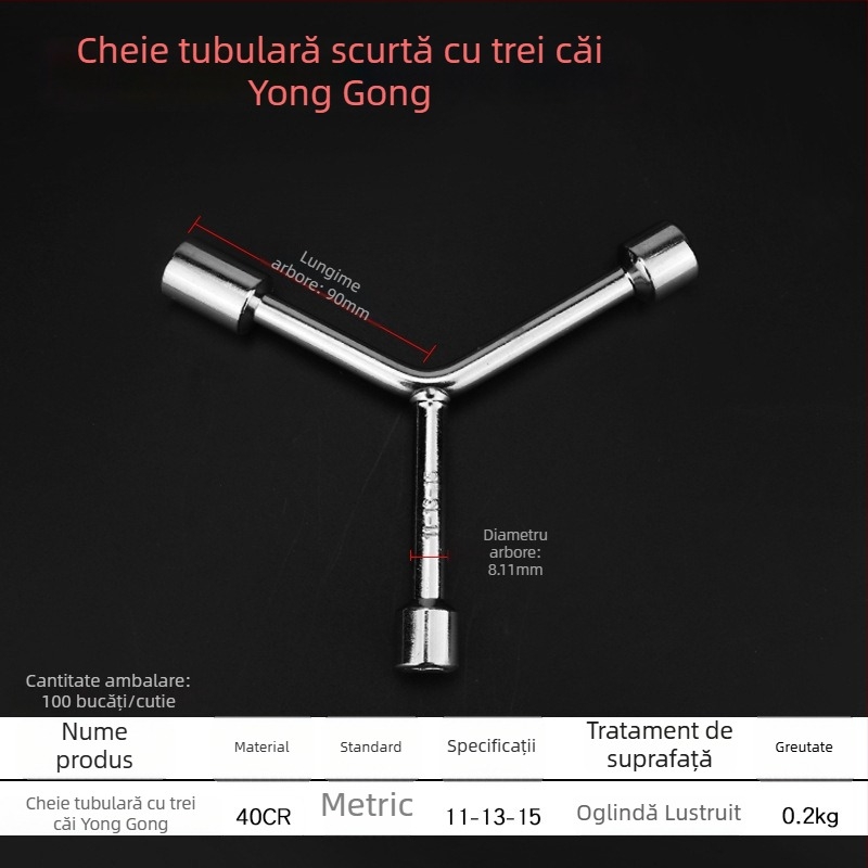 Cheie în formă de Y cromată cu prelungire hexagonal extinsă pentru reparații auto