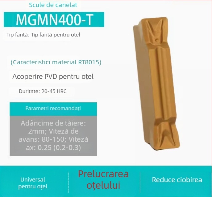 Inserții CNC pentru caneluri MGGN200/300/400, MGMN500-T/600 – unelte de tăiere fin șlefuite