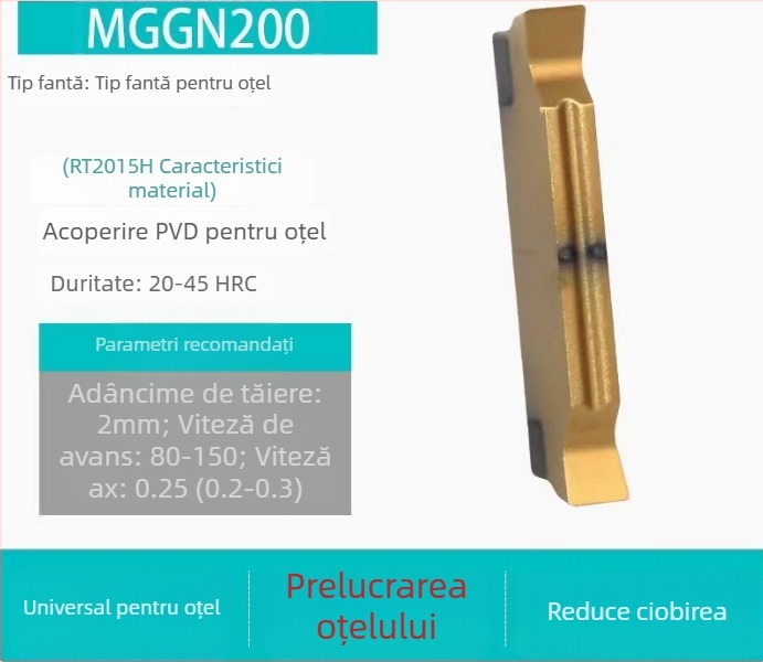 Inserții CNC pentru caneluri MGGN200/300/400, MGMN500-T/600 – unelte de tăiere fin șlefuite