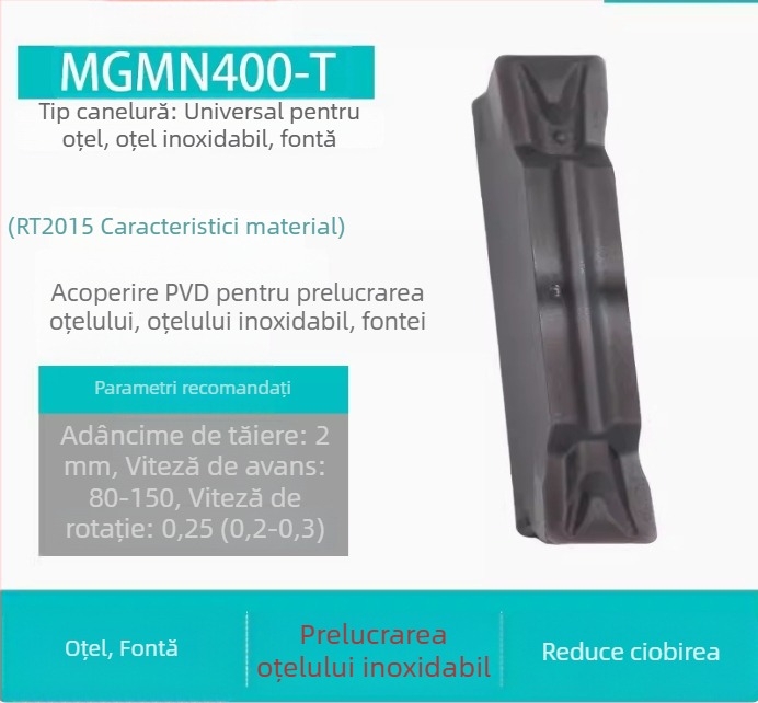 Inserții CNC pentru caneluri MGGN200/300/400, MGMN500-T/600 – unelte de tăiere fin șlefuite