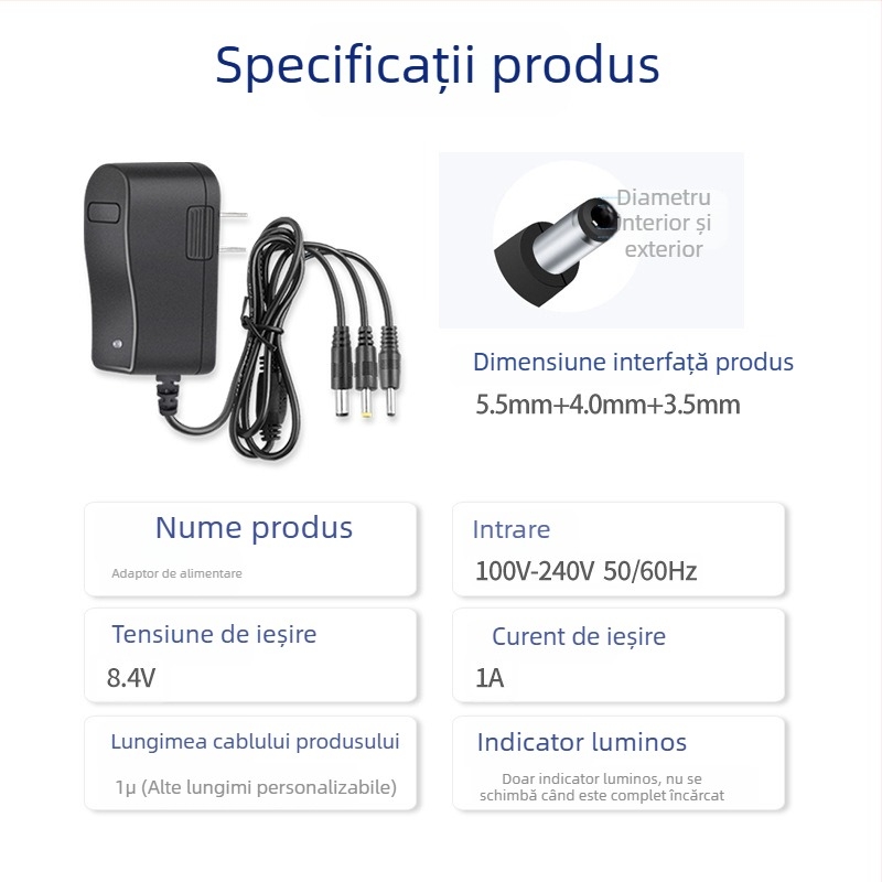 Adaptor de încărcare cu cablu pentru robot de curățat podea, compatibil cu 5V, 8.4V, 12.6V, 18V, 19V, 24V, 25V și 26V