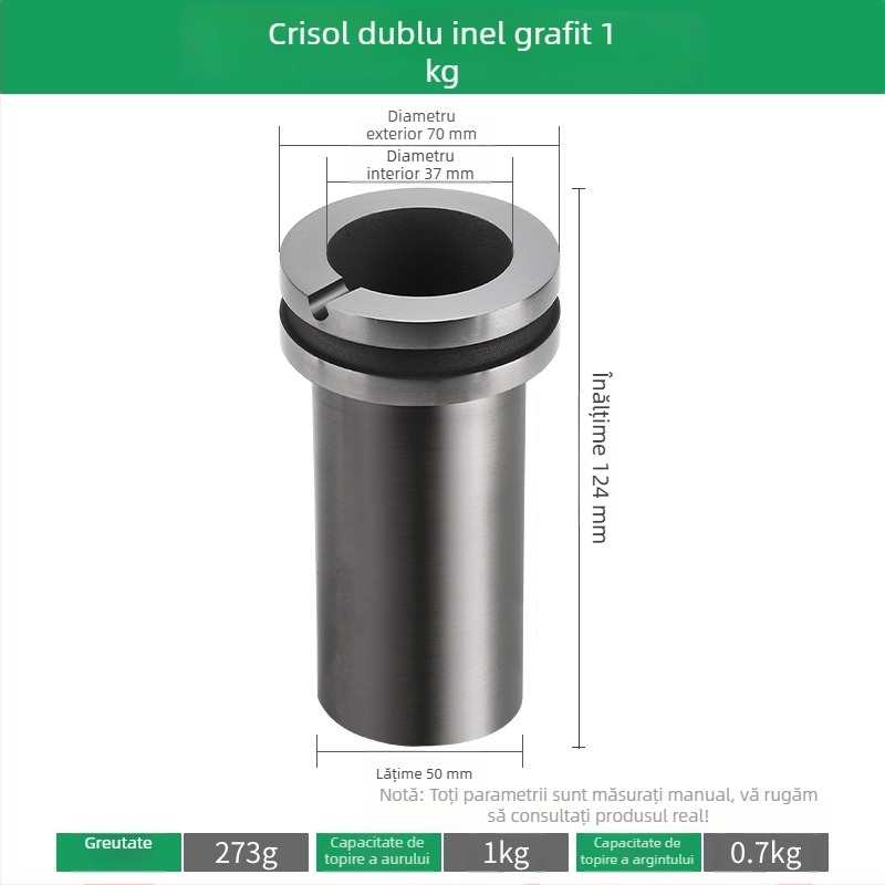 Cruciblu de grafit de înaltă puritate și crisol de cuarț uscat pentru cuptor de topire cu frecvență medie; căptușeală internă pentru rafinarea aurului, argintului și cuprului
