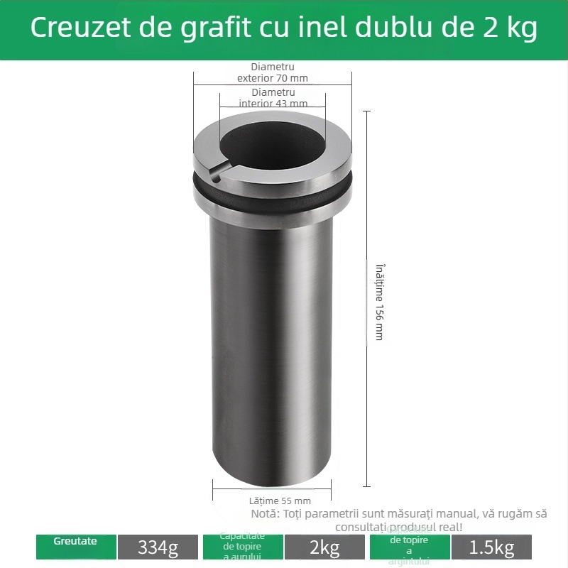 Cruciblu de grafit de înaltă puritate și crisol de cuarț uscat pentru cuptor de topire cu frecvență medie; căptușeală internă pentru rafinarea aurului, argintului și cuprului