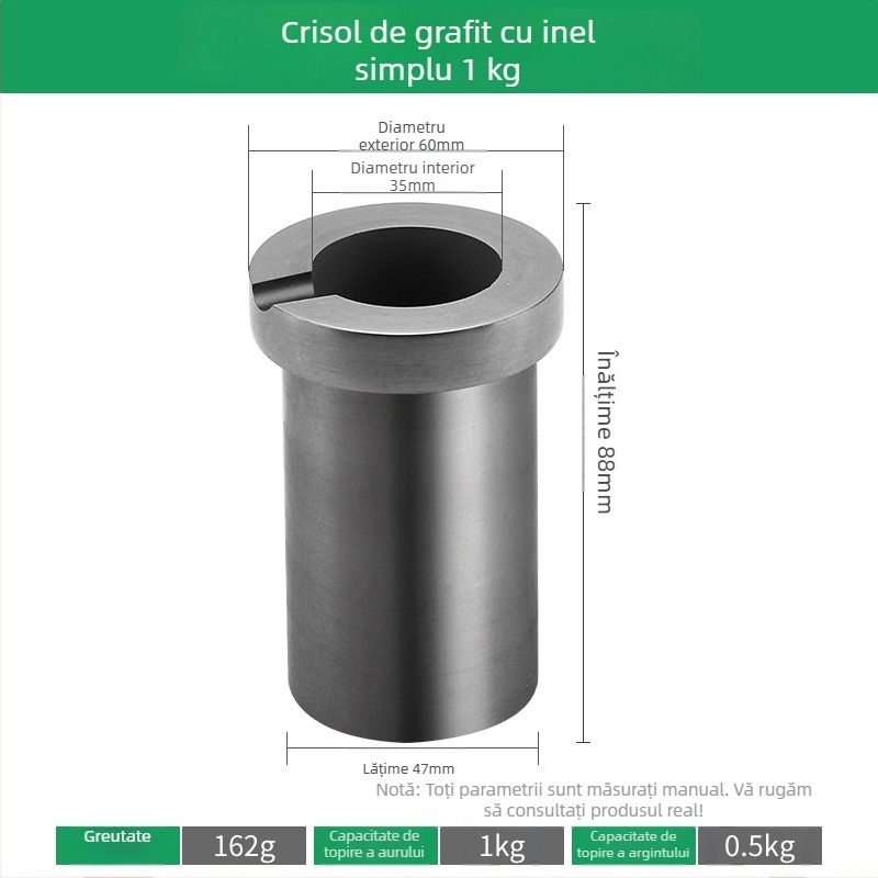 Cruciblu de grafit de înaltă puritate și crisol de cuarț uscat pentru cuptor de topire cu frecvență medie; căptușeală internă pentru rafinarea aurului, argintului și cuprului