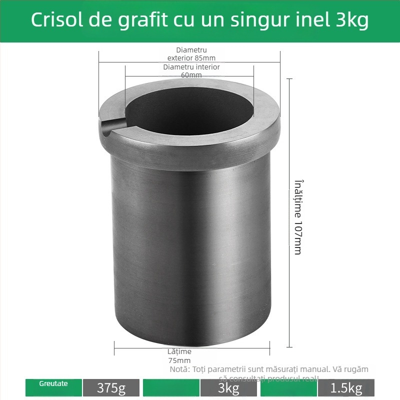 Cruciblu de grafit de înaltă puritate și crisol de cuarț uscat pentru cuptor de topire cu frecvență medie; căptușeală internă pentru rafinarea aurului, argintului și cuprului