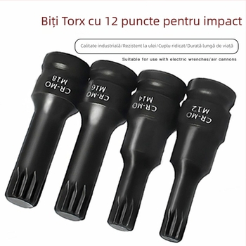 Set de 1/2 inch cu biti în stea de 12 unghiuri, biti integrați, tip M