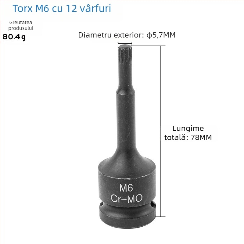 Set de 1/2 inch cu biti în stea de 12 unghiuri, biti integrați, tip M