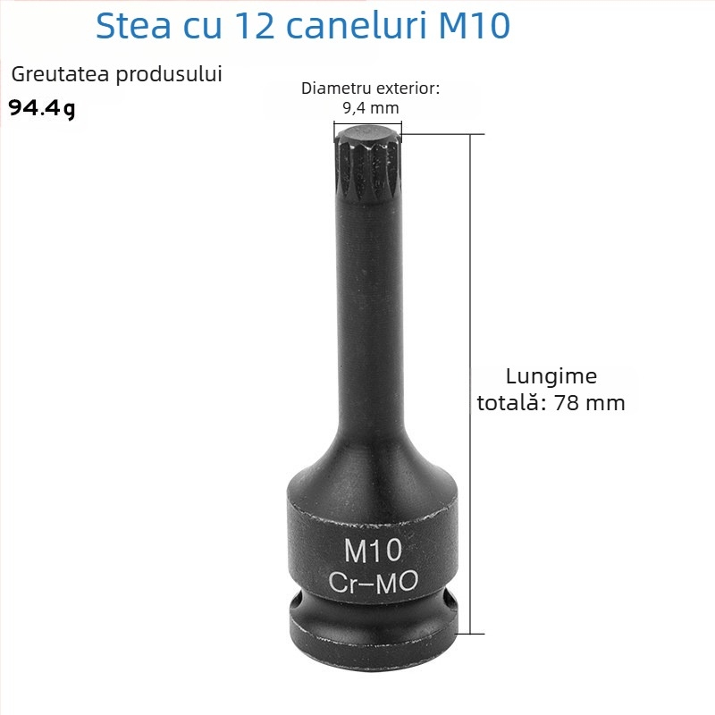 Set de 1/2 inch cu biti în stea de 12 unghiuri, biti integrați, tip M