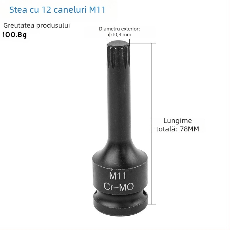 Set de 1/2 inch cu biti în stea de 12 unghiuri, biti integrați, tip M