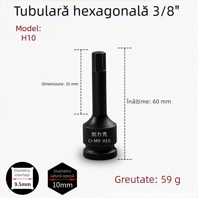 Set de capete hexagonale 3/8 CR-MO pentru cheie pneumatică