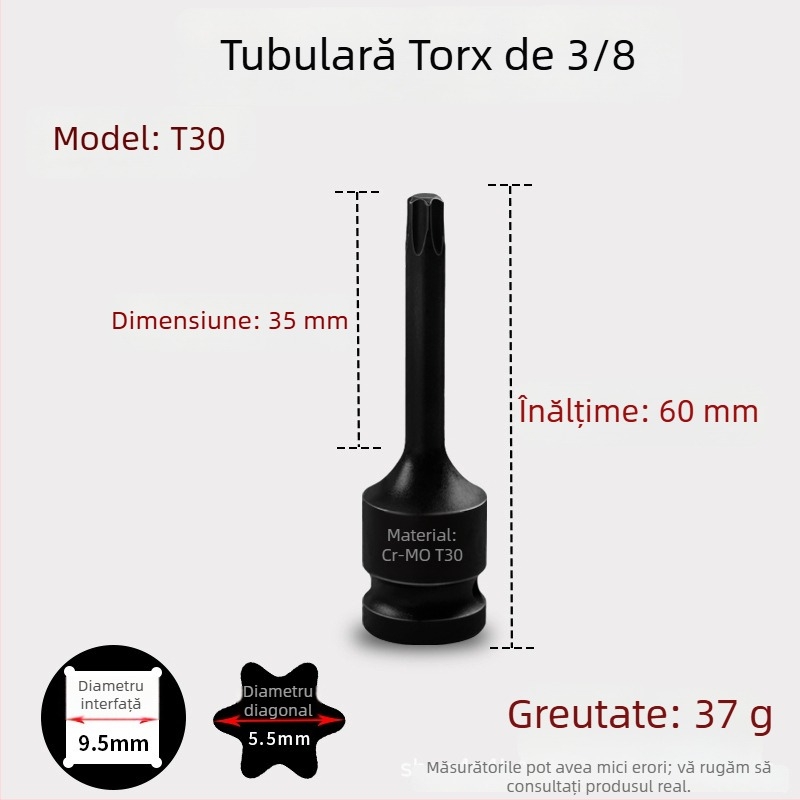 Set de capete hexagonale 3/8 CR-MO pentru cheie pneumatică
