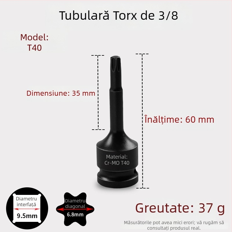 Set de capete hexagonale 3/8 CR-MO pentru cheie pneumatică