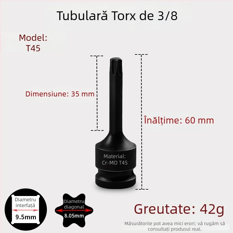 Set de capete hexagonale 3/8 CR-MO pentru cheie pneumatică