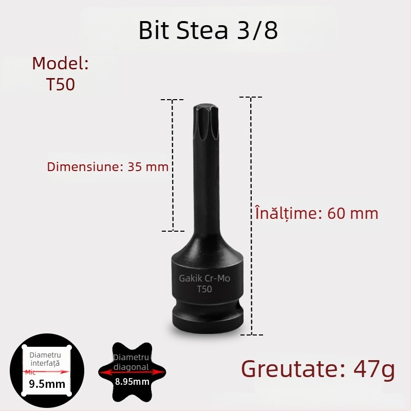Set de capete hexagonale 3/8 CR-MO pentru cheie pneumatică