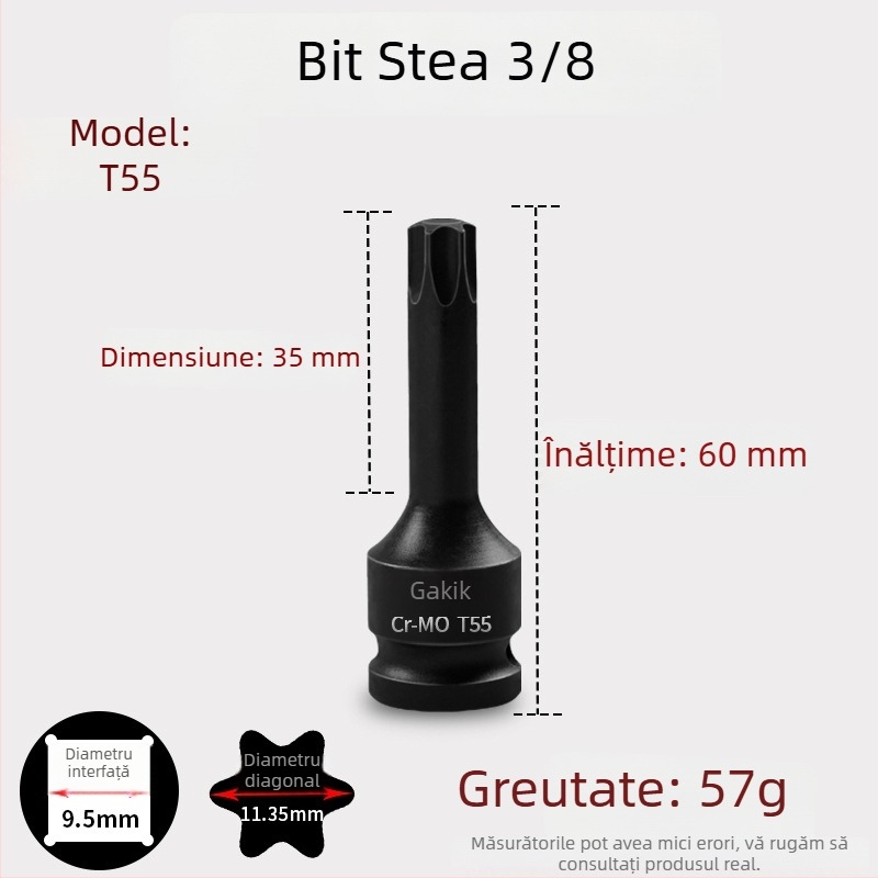 Set de capete hexagonale 3/8 CR-MO pentru cheie pneumatică