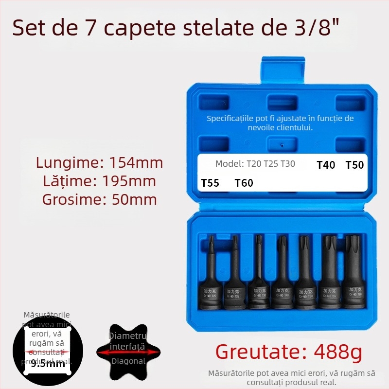 Set de capete hexagonale 3/8 CR-MO pentru cheie pneumatică