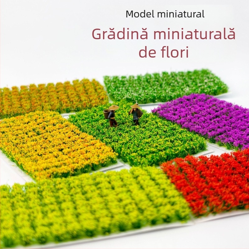 Clusteruri miniaturale de flori simulate, modele de clădiri medievale în stil Warhammer, micropeisaje pentru masă de nisip, materiale DIY
