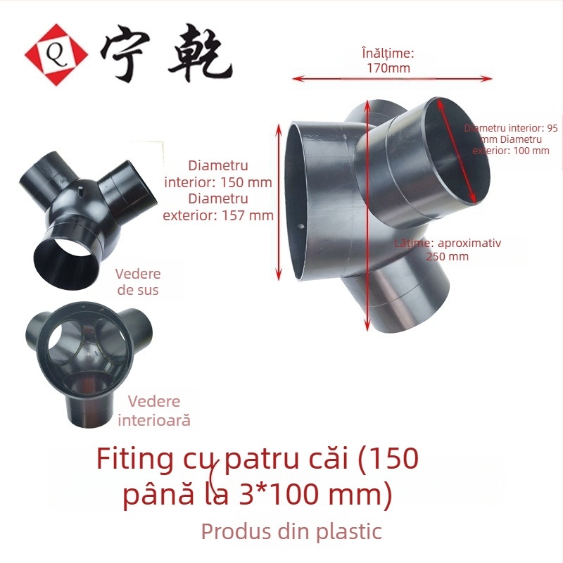 Accesorii Ninggan pentru aspirator și colector de praf: racord trifurat cu gură flanșată pentru sacul de pânză, valve, adaptor de aspirație pentru podea, inel fix și clemă pentru țeavă