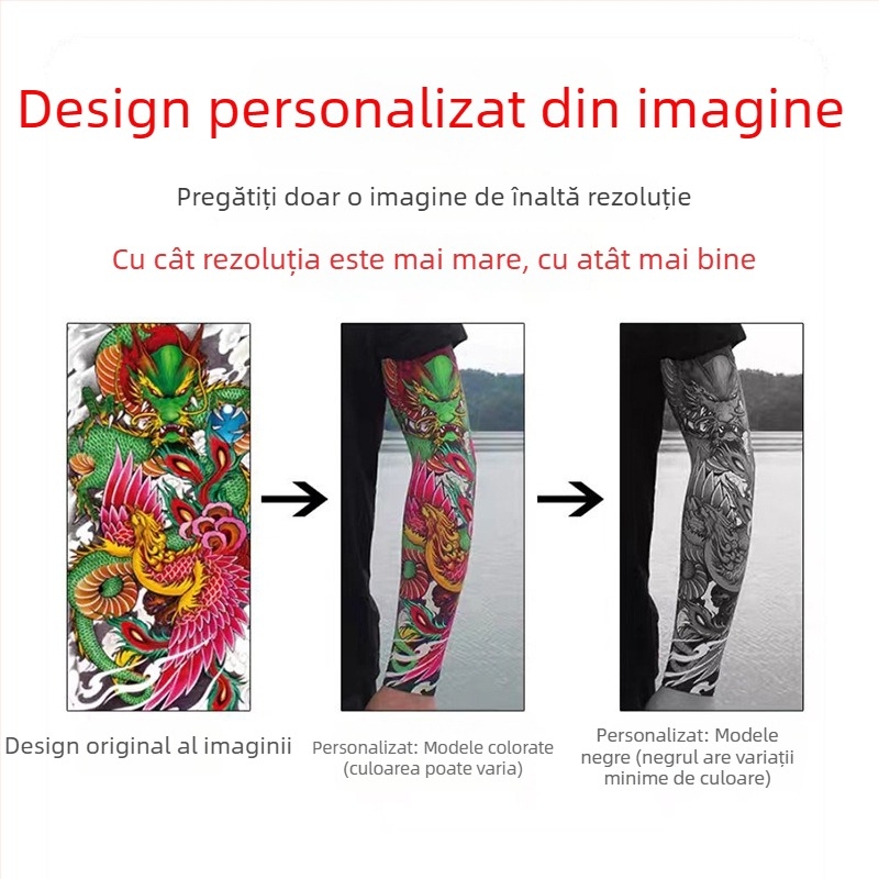 Manșetă pentru tatuaj floral la bărbați — fără cusături, material Ice Silk, protecție UV, pentru ciclism în aer liber