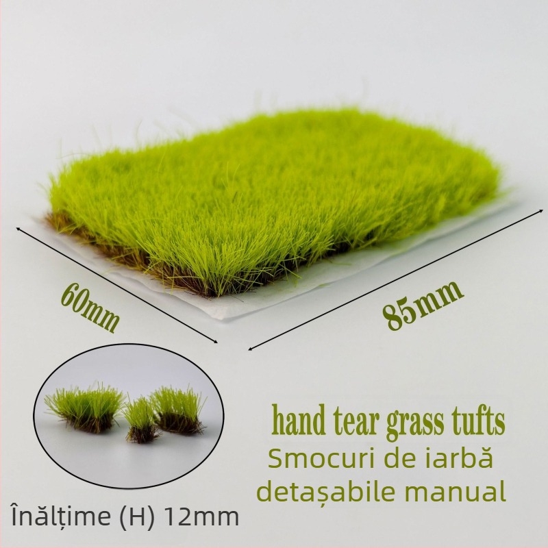 12 mm tufişuri de iarbă artificiale pentru diorame: scene cu trenuri și modele de mașini, materiale plastice