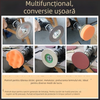 Cap de conversie multifuncțional pentru bormașină, transformând-o în șlefuitor unghiular cu funcții de tăiere, lustruire și șlefuire
