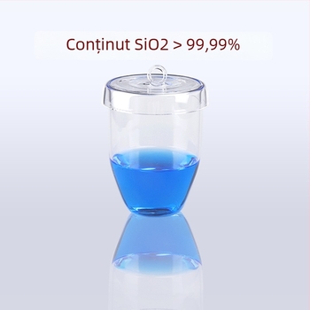 Crucibil de cuarț, puritate înaltă, rezistent la temperaturi înalte, capacități 50/100/200/300 ml, transparent, rezistent la acide și baze până la 1400°C