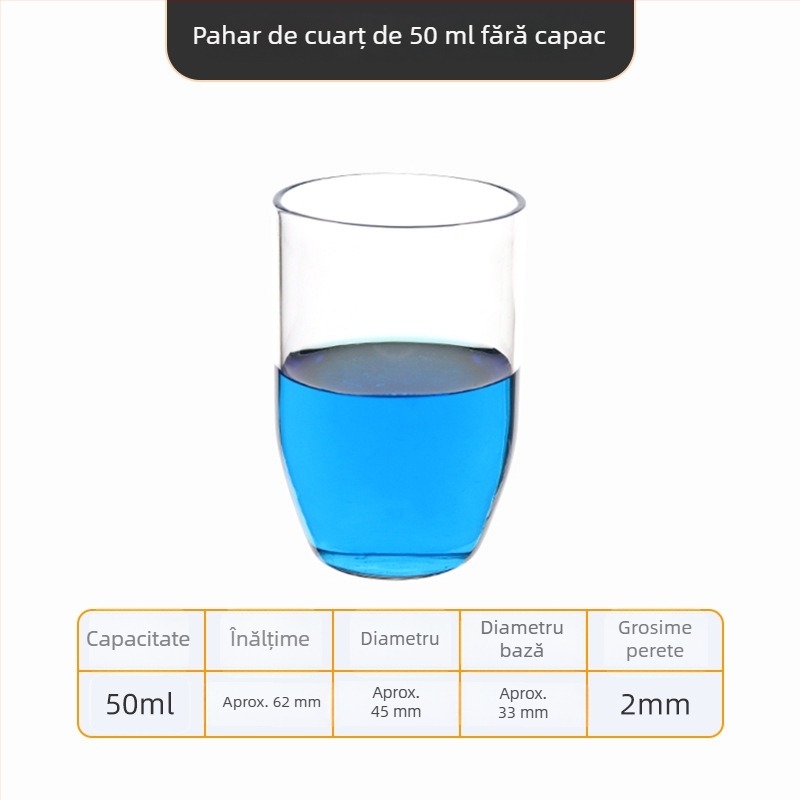 Crucibil de cuarț, puritate înaltă, rezistent la temperaturi înalte, capacități 50/100/200/300 ml, transparent, rezistent la acide și baze până la 1400°C