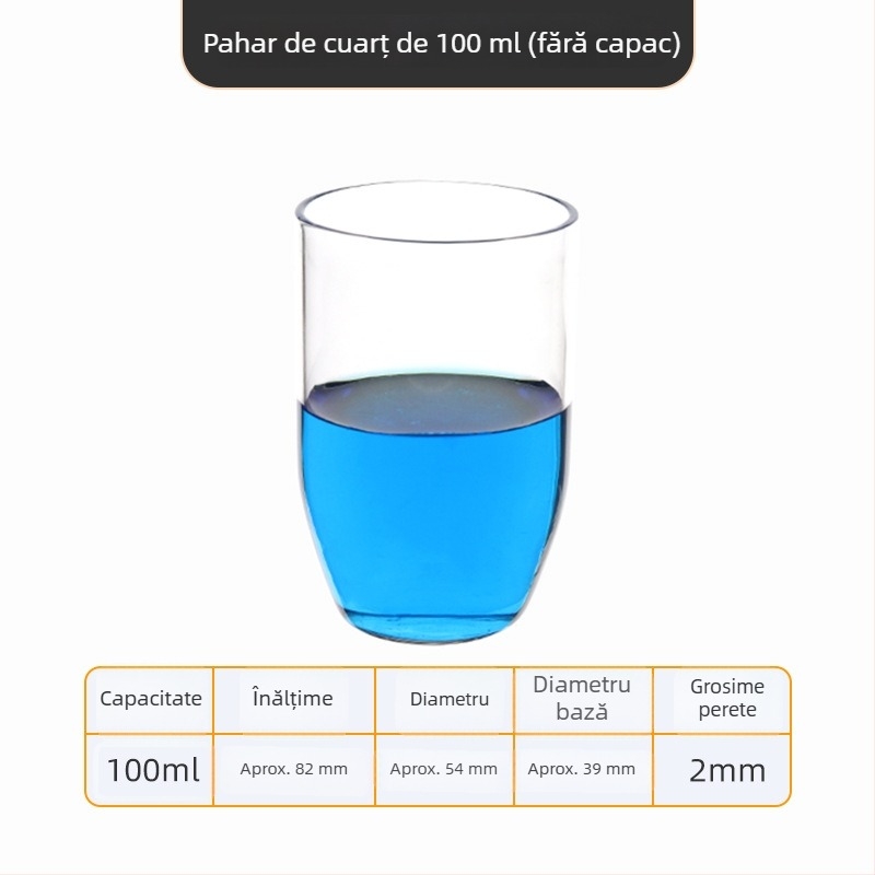 Crucibil de cuarț, puritate înaltă, rezistent la temperaturi înalte, capacități 50/100/200/300 ml, transparent, rezistent la acide și baze până la 1400°C