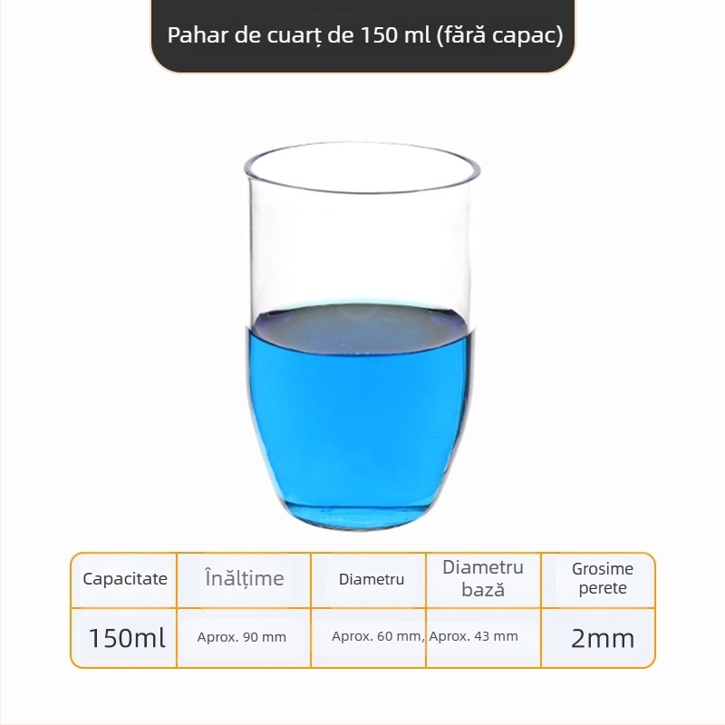 Crucibil de cuarț, puritate înaltă, rezistent la temperaturi înalte, capacități 50/100/200/300 ml, transparent, rezistent la acide și baze până la 1400°C