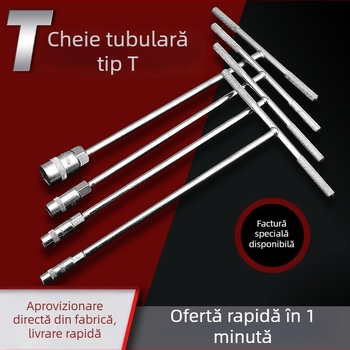 Cheie în formă de T cu cap hexagonal extern, manuală, lungă, pentru reparații auto și motociclete