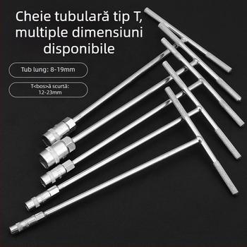 Cheie în formă de T cu cap hexagonal extern, manuală, lungă, pentru reparații auto și motociclete