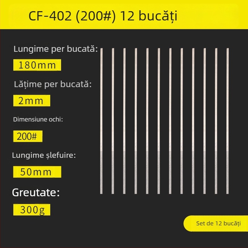 Fișier diamantat înclinat pentru rectificare industrială, finisare a marginilor metalice dure și realizări de artizanat