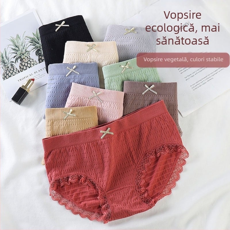 Nou model de lenjerie intimă feminină fără cusur, respirabilă, grafen, mărime plus, talie medie, slipuri triunghi cu dantelă