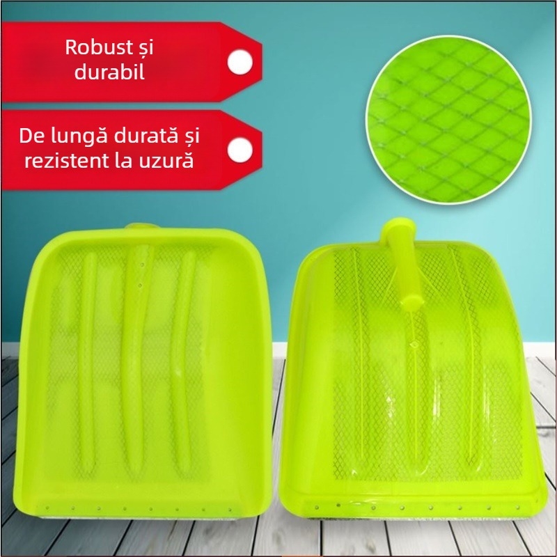 Lopată de zăpadă cu corp din plastic și cap din plastic temperat, design îngroșat, dimensiune mare, mâner din lemn, pliabil, model Q27343
