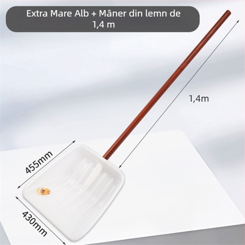 Lopată de zăpadă cu corp din plastic și cap din plastic temperat, design îngroșat, dimensiune mare, mâner din lemn, pliabil, model Q27343