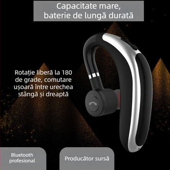 K20 căști Bluetooth cu durată a bateriei ultra-lungă, design cu agrafă pentru ureche, ideale pentru sport și condus, portabile, în standby, wireless 5.0, nu in-ear