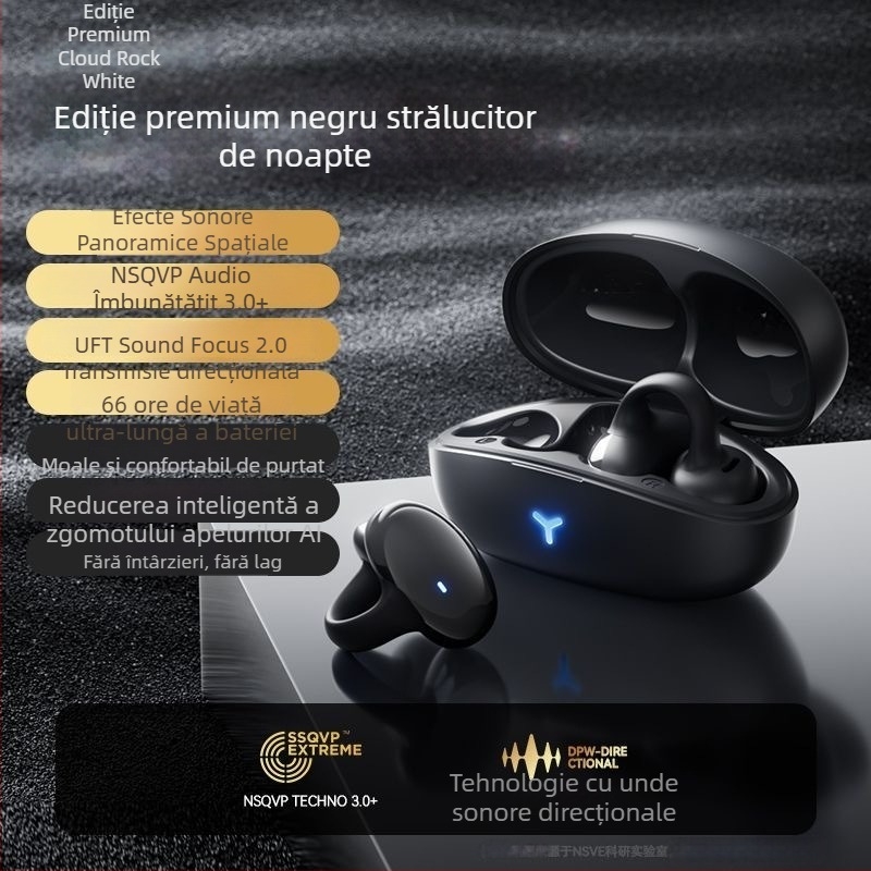 Berlin Sound Cască Bluetooth cu conducere osoasă, clip pentru ureche, wireless, durată lungă a bateriei, nu-in-ear, pentru alergare