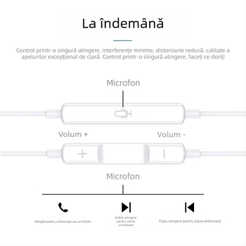 Căști in-ear cu cablu, cip digital Type-C și microfon pentru Huawei/Honor X5 – înregistrare karaoke