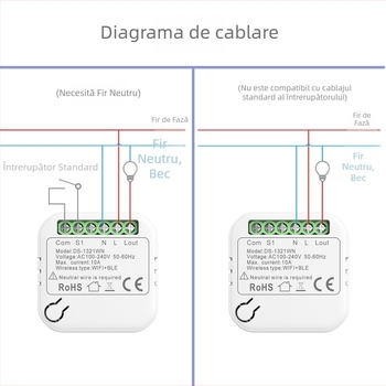 Graffiti Wi‑Fi Comutator Inteligent Dual‑Control, Ascuns, Control de la distanță prin telefon, Întrerupător Mini