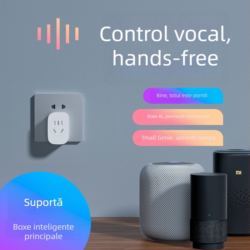 Priză Wi‑Fi inteligentă Tuya cu control de la distanță, control vocal, 10 A, întrerupător programabil, economisire a energiei