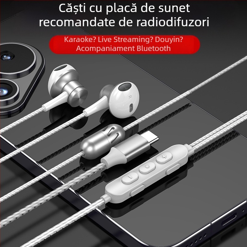 Căști cu fir cu anulare zgomot, card de sunet încorporat, pentru înregistrare, cântec și difuzare digitală, model K30