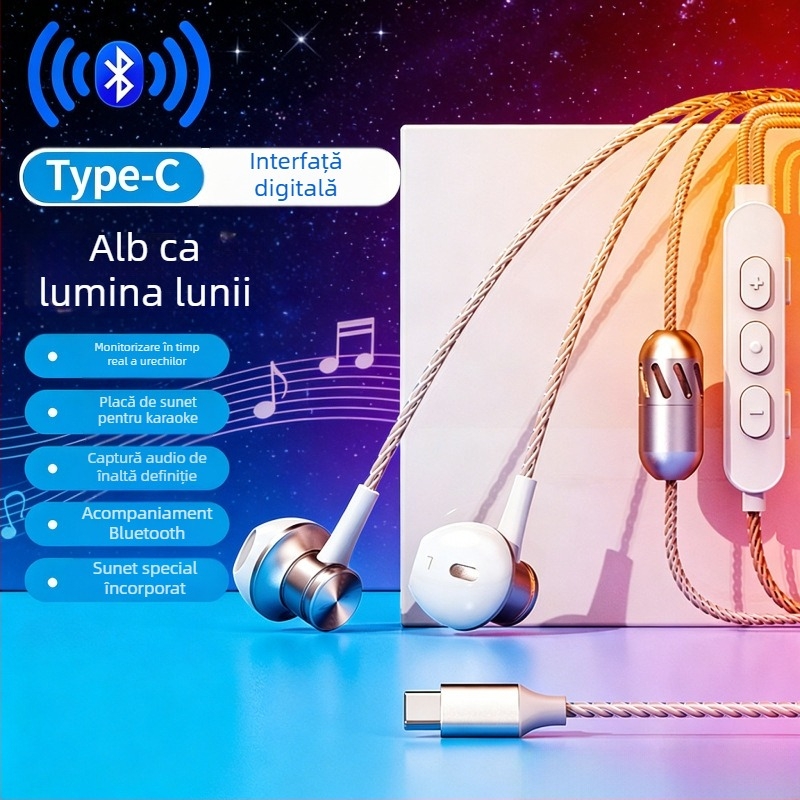 Căști cu fir cu anulare zgomot, card de sunet încorporat, pentru înregistrare, cântec și difuzare digitală, model K30