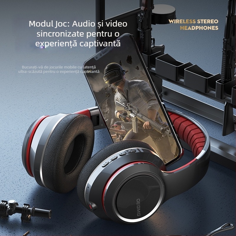 Cască Bluetooth cu model privat, over-ear, fără fir, slot pentru card, anulare zgomot, pentru gaming/esports, universală pentru telefon și laptop