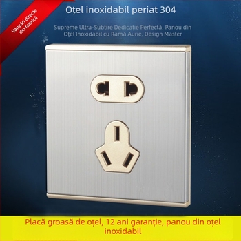 Liangjia întrerupător și priză de perete, tip 86, set complet de panou din oțel inoxidabil șlefuit, montaj încastrat