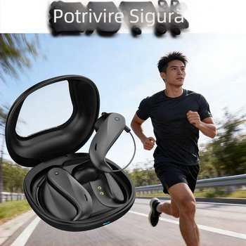 Căști Bluetooth TWS fără fir, cu anulare zgomot, design sport cu clips pentru urechi, pentru gaming