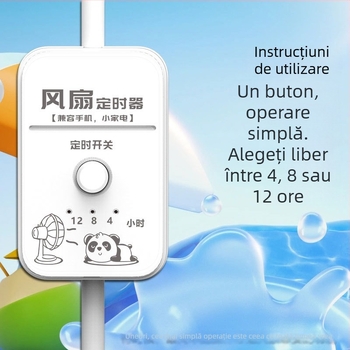 Ventilator inteligent cu priză pentru încărcarea telefoanelor și temporizator, întrerupere automată, protecție pentru casă