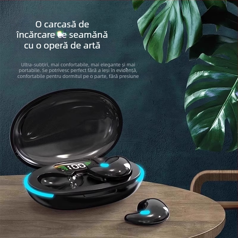 Căști Bluetooth pentru somn cu anulare activă a zgomotului, in-ear, confort pentru somnul pe o parte, izolare fonică pentru bărbați și femei