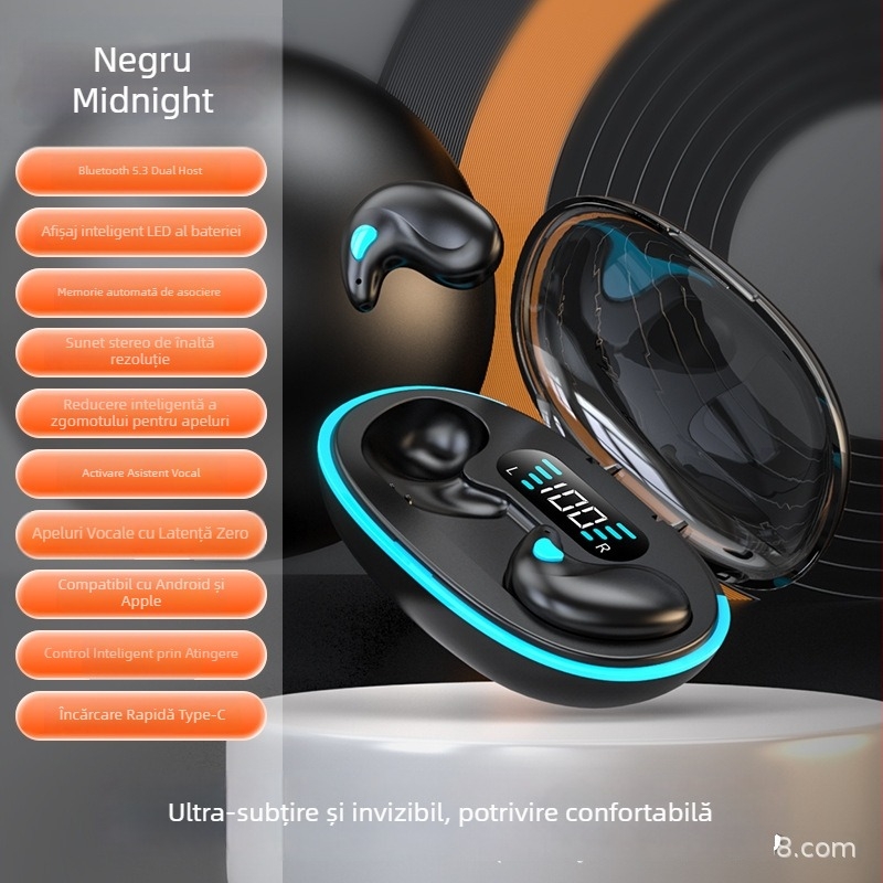 Căști Bluetooth pentru somn cu anulare activă a zgomotului, in-ear, confort pentru somnul pe o parte, izolare fonică pentru bărbați și femei